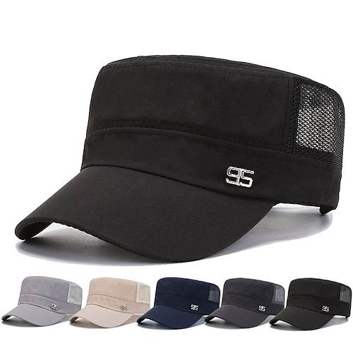 Season:Spring   Fall,Summer; Gender:Men's; Quantity:1pcs; Style:Beach,Travel; Hats Category:Military Cap,Cadet Hat; Occasion:Outdoor,Vacation; Material:Mesh,Polyester; Function:Sunscreen,Breathable,Adjustable; Pattern:Plain; Front page:FF; Listing Date:06/01/2023 Breathable Flat Cap For Summer, Summer Breathable Flat Cap, Summer Flat Cap For Outdoor, Summer Outdoor Flat Cap, Khaki Baseball Cap For Outdoor Summer Activities, Khaki Baseball Cap For Outdoor Summer Events, Military Style Baseball Cap For Summer, Khaki Baseball Cap For Summer Outdoors, Black Military Summer Hat