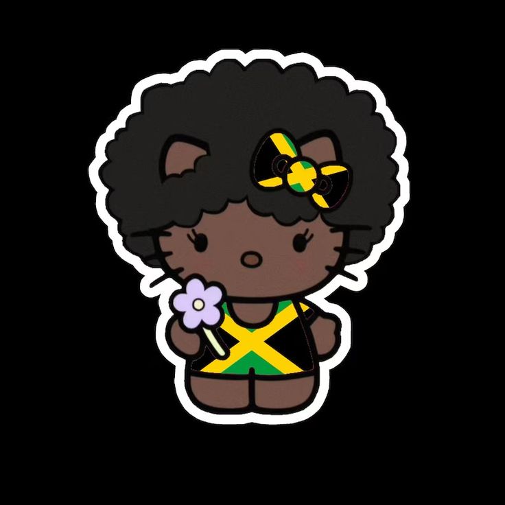 Jamaica Cat Vinyl Sticker - Etsy Jamaican Hello Kitty Pfp, Jamaican Hello Kitty, Women Art Wallpaper, Black Women Art Wallpaper, Drawings To Do When Bored, Twitter Avi, Cute Art Designs, Afro Tattoo, Miss Jamaica