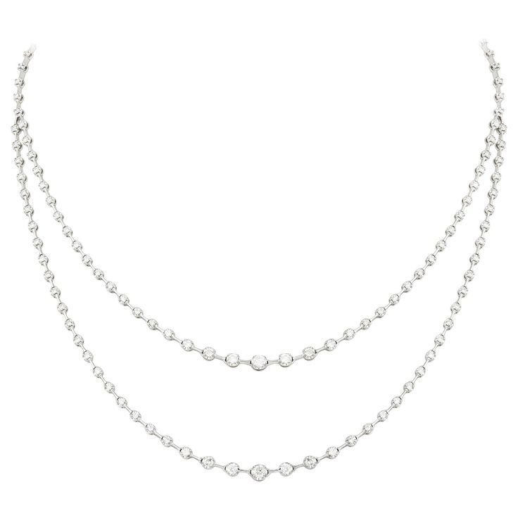 NECKLACE 18K White Gold Diamond 2.77 Cts/129 Pcs White Gold Necklace, Necklace For Her, White Gold Necklaces, White Gold Diamonds, Gold Diamond, Jewelry Necklace Pendant, Silver Necklace, Gold Necklace, Jewelry Necklaces