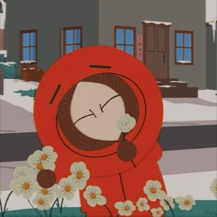 an animated image of a person in a red hoodie with flowers around their ankles