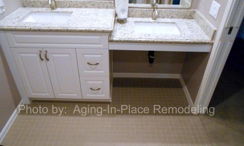 a bathroom with two sinks and mirrors in it