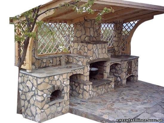 an outdoor stone oven with trees growing on it's sides and the words internet above it