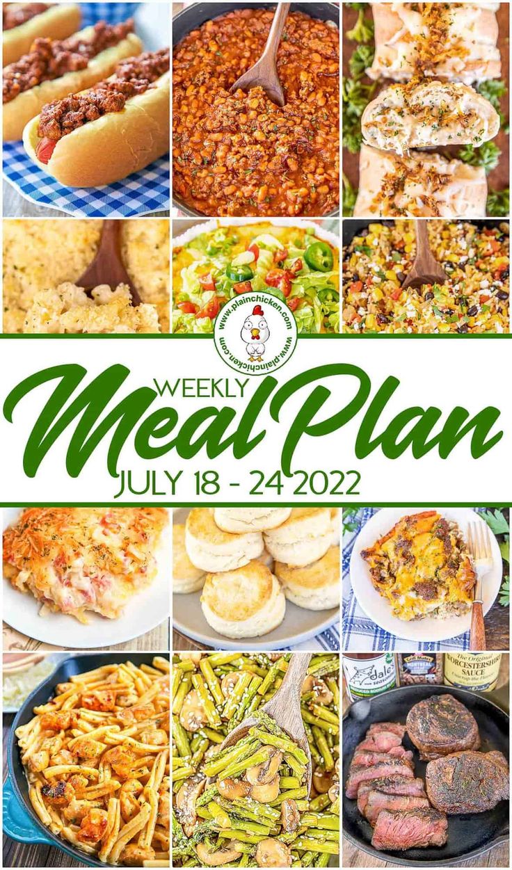 Plain Chicken Recipe, Mealprep Dinner, Dinner Menu Planning, Spicy Grilled Chicken, Meal Planning Menus, Buffalo Chicken Sandwiches, Easy Main Dishes, Plain Chicken, Weekly Meal Plan