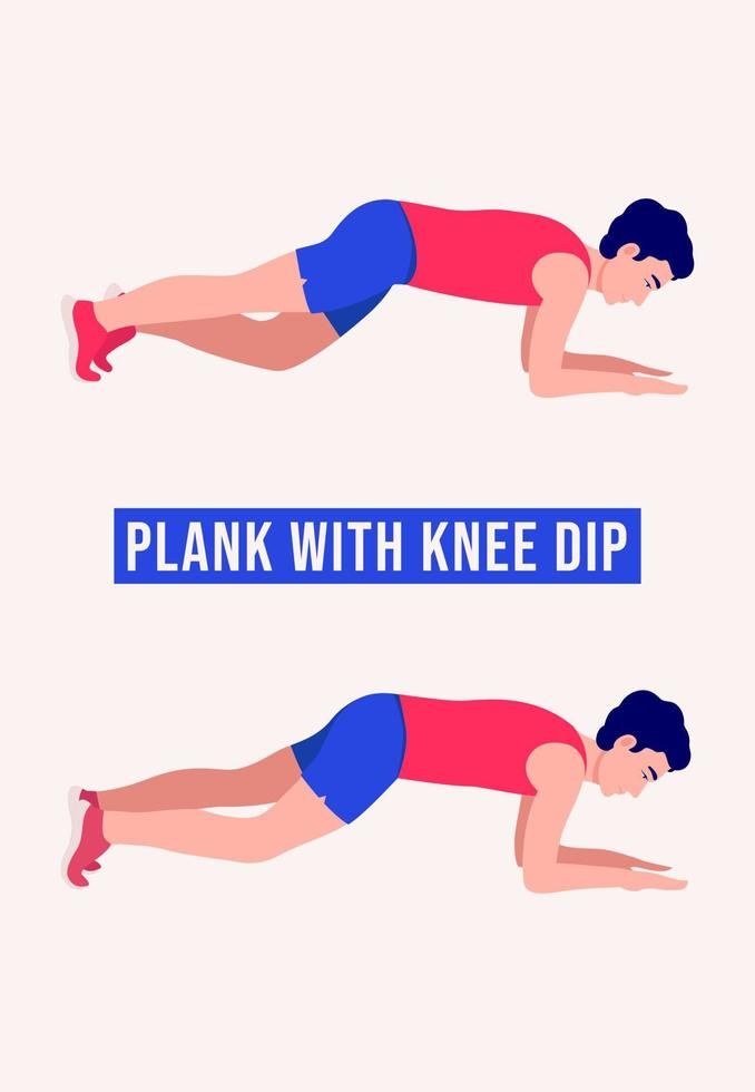 Plank with knee dip exercise, Men workout fitness, aerobic and exercises. Dip Exercise, Exercise Men, Aerobic Fitness, Aerobic Exercises, Men Workout, Vector Doodle, Aerobic Exercise, Workout Fitness, Mens Fitness