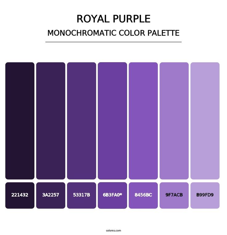 the royal purple color palette is shown