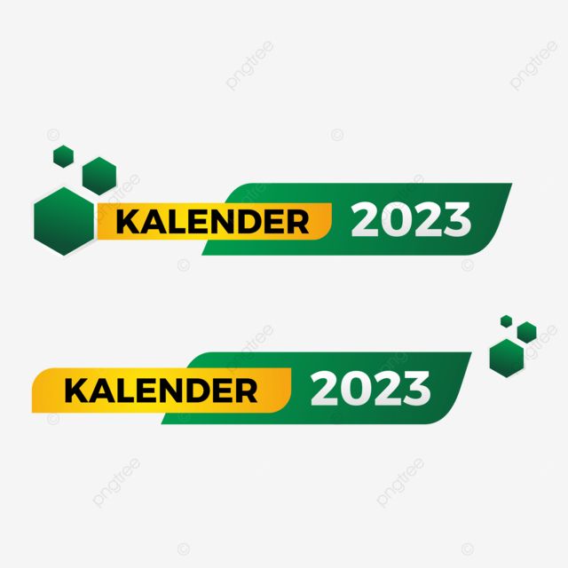 two green and yellow labels with the words kalender on them, which are next to each other