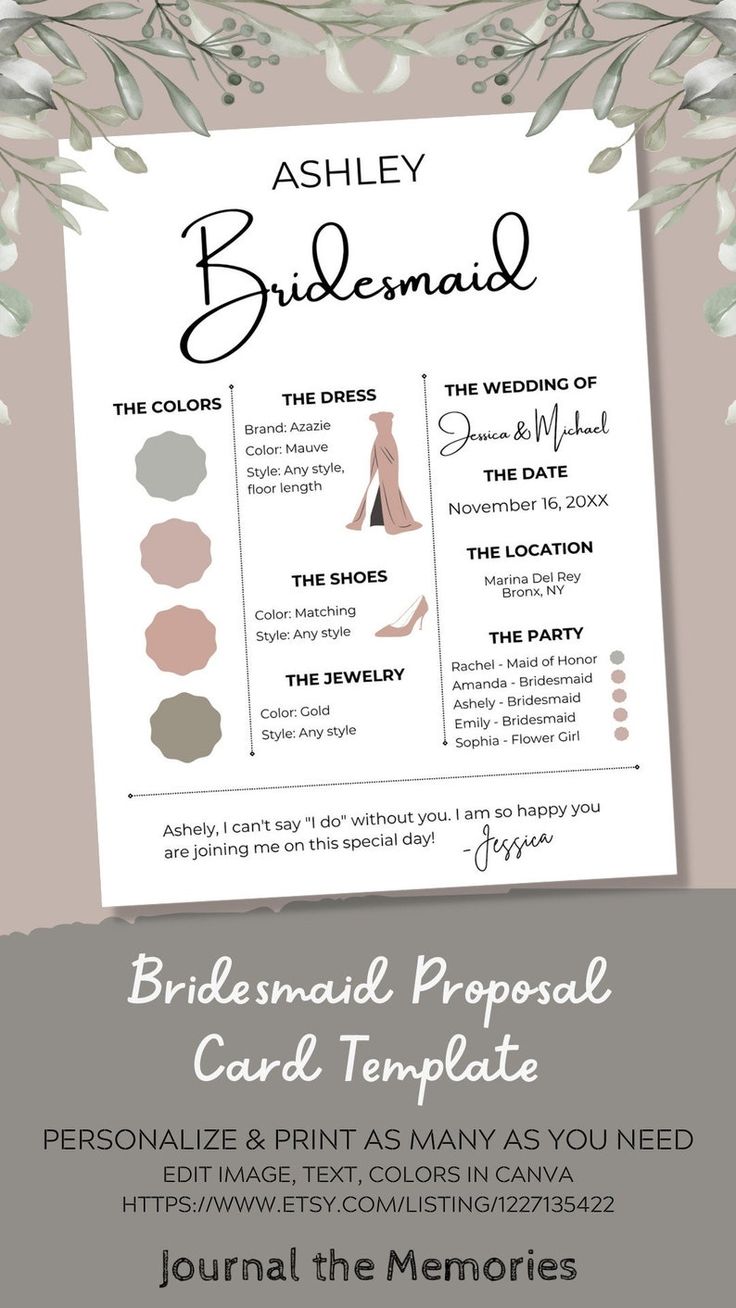 the bridalsmaal wedding program card template is shown with flowers and leaves on it