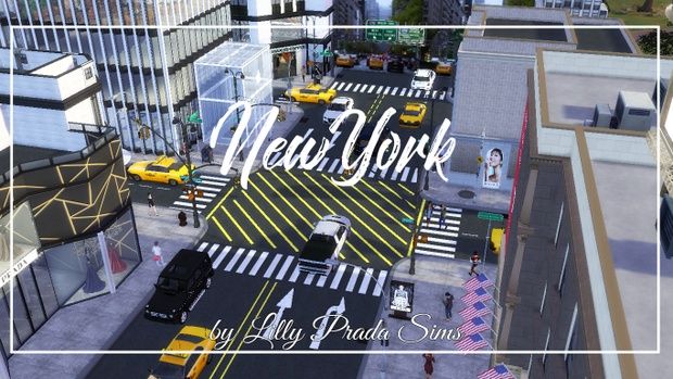 an aerial view of a city street with cars and taxis