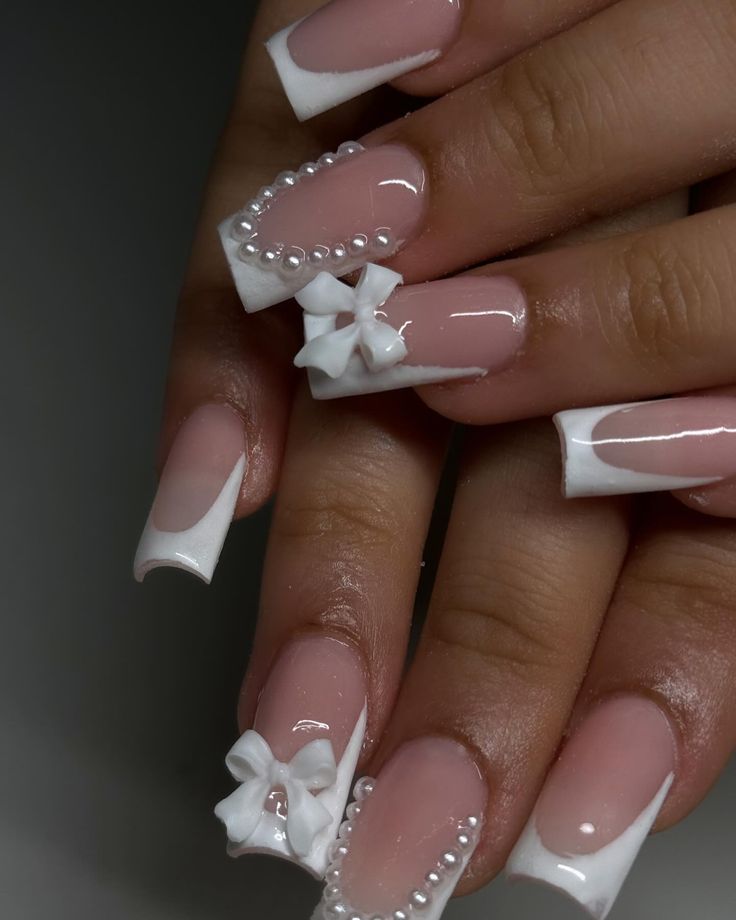 Small Cute Nail Designs, Cute Girly Acrylic Nails, Pink Bday Nails Almond, Paris Themed Nails, Nail Inspo No Charms, Nails For The New Year 2025, White Nail Inspired, Nails Ballerina Design, Nail Ideas Homecoming