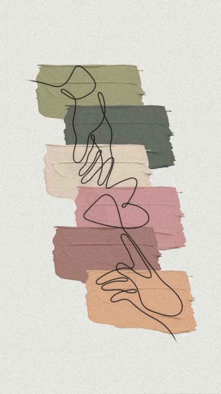 a drawing of a hand holding a heart in the middle of five different colored lines