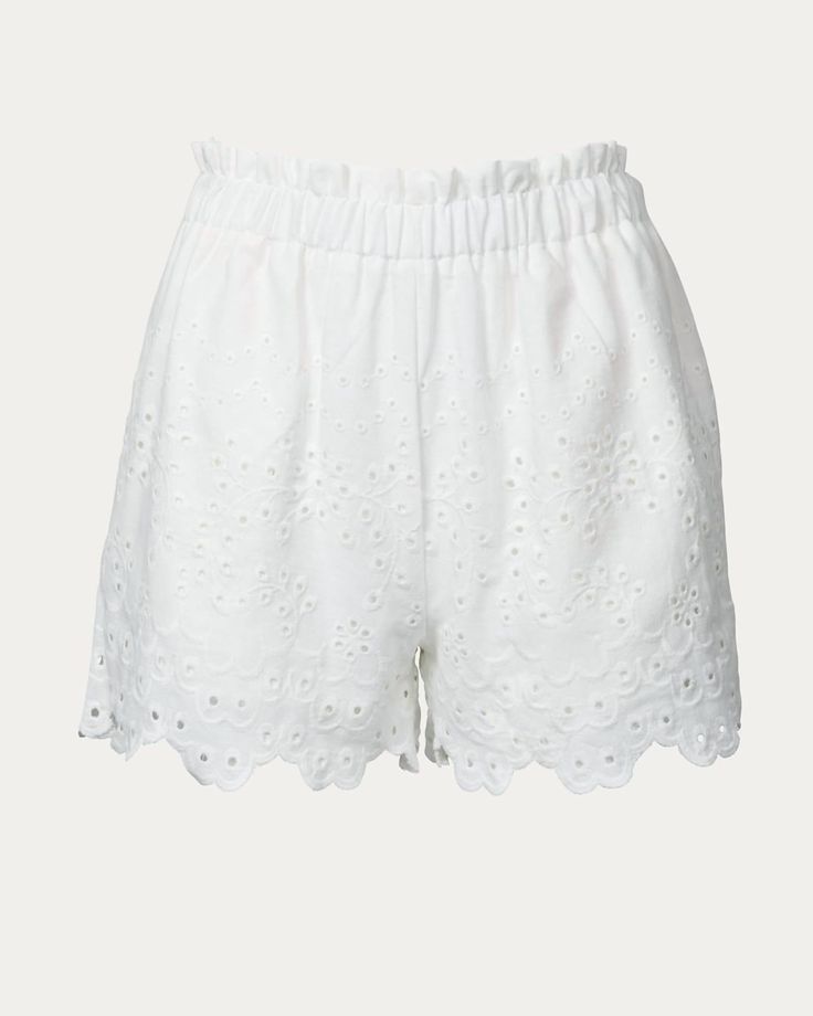 Tuck your favorite tee into these high-waist shorts for a more casual-cool feel. They'remade from broderie anglaise cotton-voile and embroidered with dainty flowers. The elasticated waistband is comfortable and flexible.12.5 Rise, 3 Inseam, 25 Leg opening Fore Broderie Anglaise Paperbag Short In White | White | Materials & Care Instructions: ['100% Cotton', 'Imported'] Summer Daywear Shorts With Lace Trim, Summer Lace Trim Shorts For Daywear, Spring Cotton Bottoms With Broderie Anglaise, Spring Broderie Anglaise Bottoms For Daywear, Floral Embroidered Cotton Summer Shorts, Summer Cotton Shorts With Floral Embroidery, Spring Cotton Shorts With Lace Trim, Floral Embroidery Shorts For Summer Vacation, Summer Lace Trim Shorts