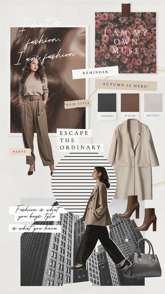 Minimal fashion mood board mockup, editable design | premium image by rawpixel.com / ton Neutral Mood Board Fashion, Stylist Moodboard Fashion, Moodboards Fashion Design, How To Create Mood Boards Fashion, Mood Board For Fashion Designers, Fashion Development Board, Lookboard Fashion Layout, Fashion Collage Ideas, Collage Moodboard Fashion