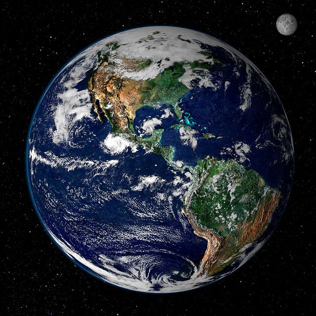 the earth and moon are seen from space