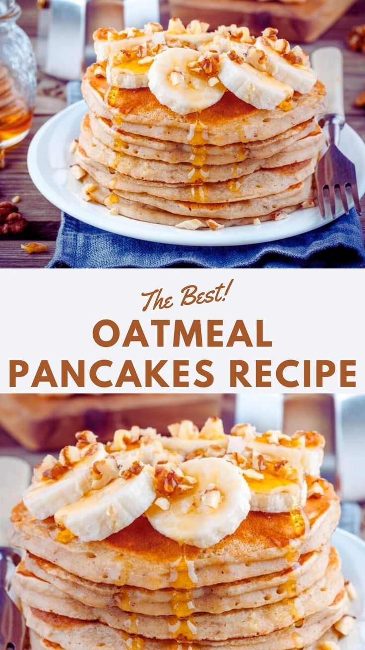 Oatmeal Pancakes Recipe Pancake Recipe Healthy Oatmeal, Oatmeal Pancakes Easy, Oat Pancake Recipe, Oatmeal Pancake, Oatmeal Pancakes Healthy, Make Oatmeal, Oatmeal Pancakes Recipe, Pancakes For Breakfast, Easy Oatmeal