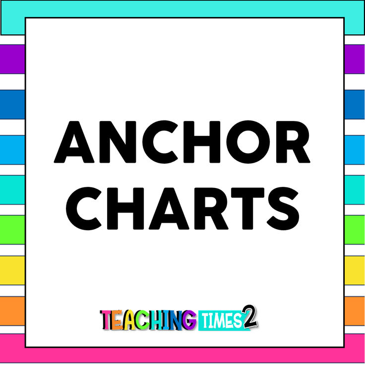 an anchor chart with the words anchor charts in black and rainbows on it, along with