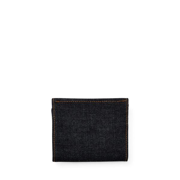 Lightweight wallet made from indigo-dyed denim. Four card slots at the interior. Engraved snapped closure. Denim Wallet, Dyed Denim, Billfold Wallet, Indigo Denim, Small Leather Goods, Card Slots, Slots, Mens Accessories, Ralph Lauren