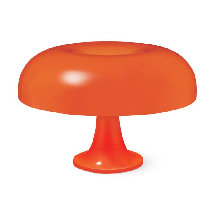 an orange mushroom lamp on a white background with clippings to the top and bottom