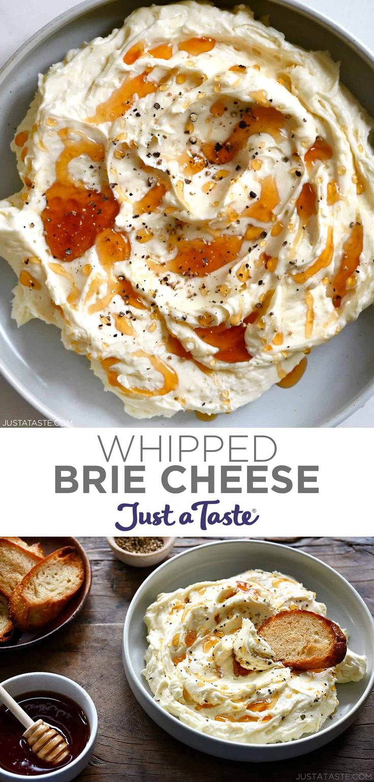 whipped brie cheese with toasted bread on the side