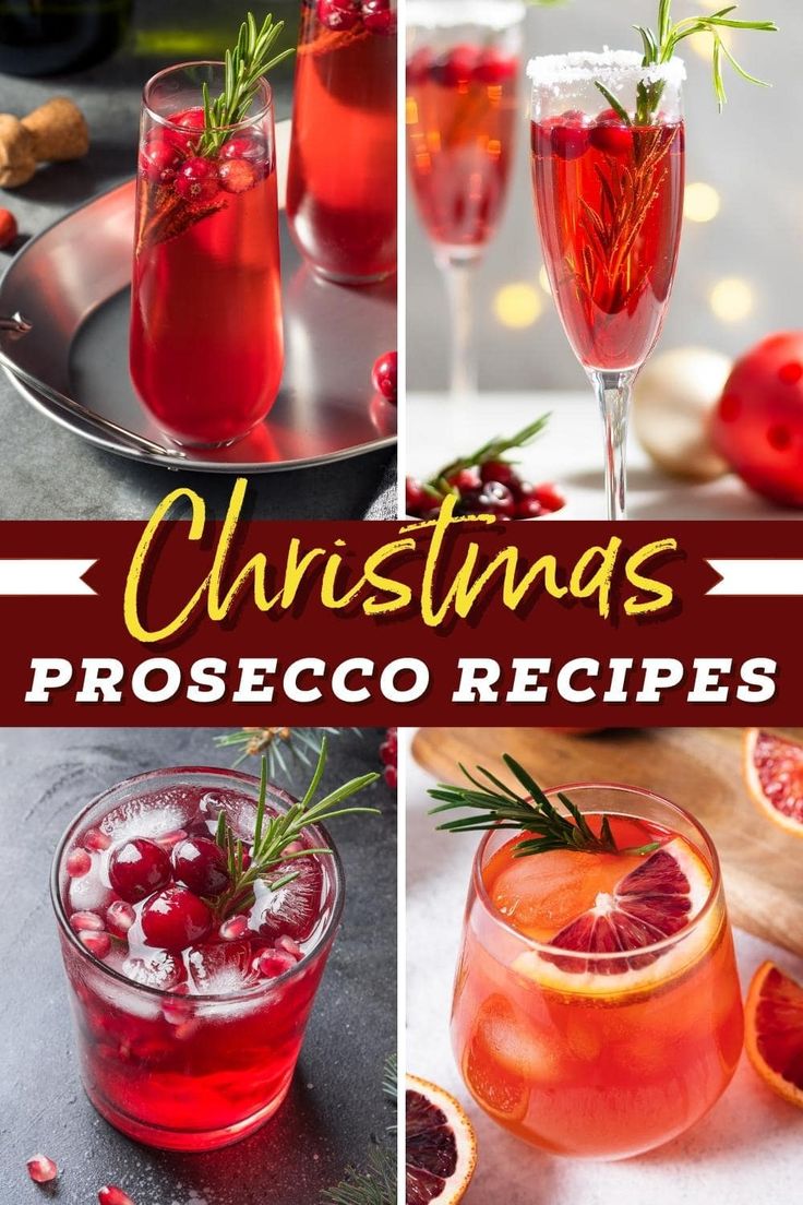 christmas cocktails with cranberry and rosemary garnish