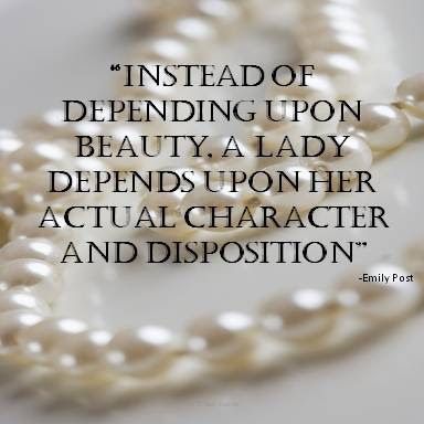 a pearl necklace with the quote instead of defending upon beauty, a lady defends her actual character and disposing it