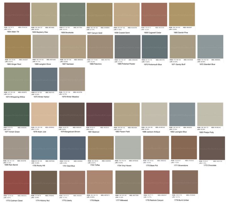 the color chart for different shades of paint