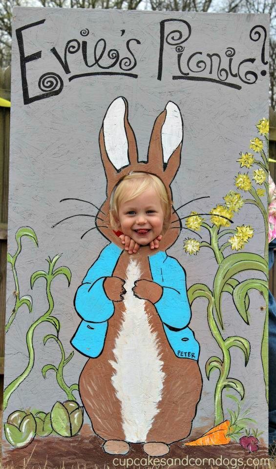 Peter Rabbit Cardboard Cutout, Peter Rabbit Party Games, Easter Festival Ideas, Face In The Hole Board, Easter Bunny Photo Booth, Outdoor Easter Party, Peter Rabbit Birthday Party, Egg Hunt Ideas, Eggs Decoration