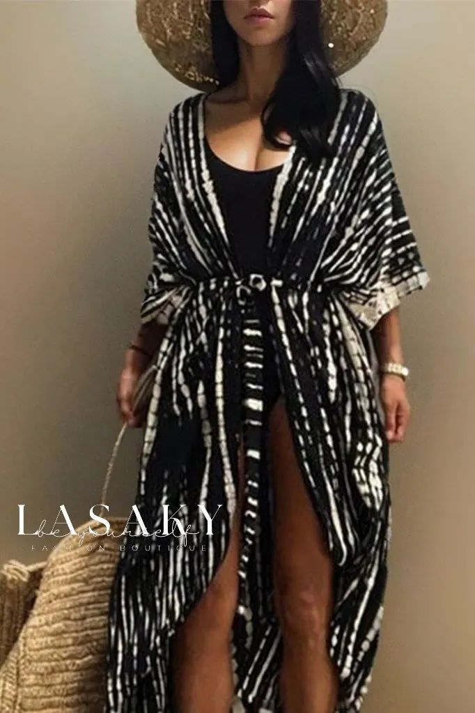 Lasaky - Womens Fashionable Printed Kimono-Style Beach Cover-Up - Stylish Sun-Protective Swimwear Cover-Up Beach Tips, Moda Kimono, Kimono Beach Cover Up, Elegante Y Chic, Beach Kimono, Maxi Dresses Fall, Everyday Clothes, Beach Cover Ups, Chic Pattern