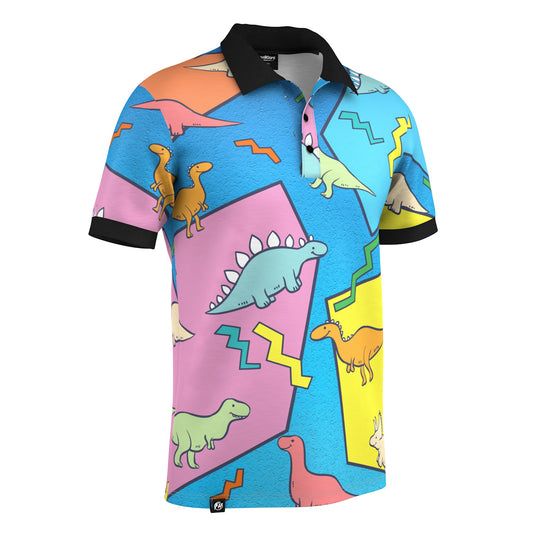 Fellowship Polo Shirt – Fresh Hoods Casual Cotton Sublimation T-shirt With Funny Print, Casual Cotton Sublimation Design With Funny Print, Casual Fitted Dinosaur Print Top, Fitted Short Sleeve Dinosaur Print Top, Casual Fitted Top With Dinosaur Print, Fitted Short Sleeve Tops With Dinosaur Print, Fitted Casual Top With Dinosaur Print, Cotton Dinosaur Print Tops For Streetwear, Fitted Cotton Tops With Dinosaur Print