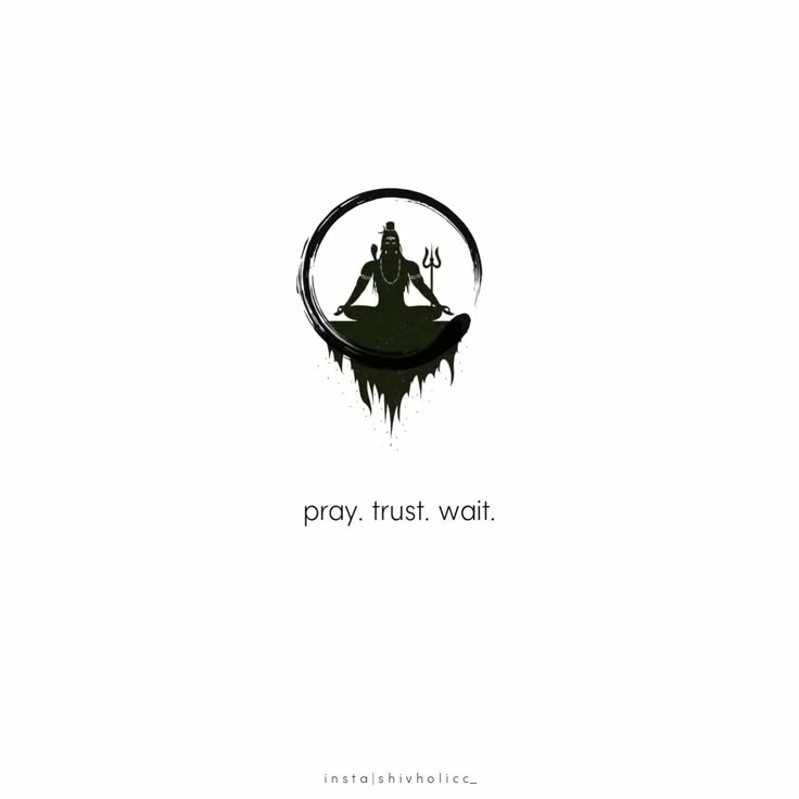 a buddha statue sitting in the middle of a circle with words that say pray trust wait