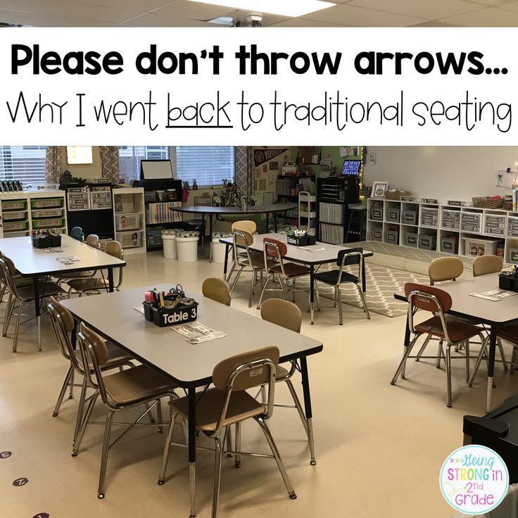 a classroom with tables and chairs in it