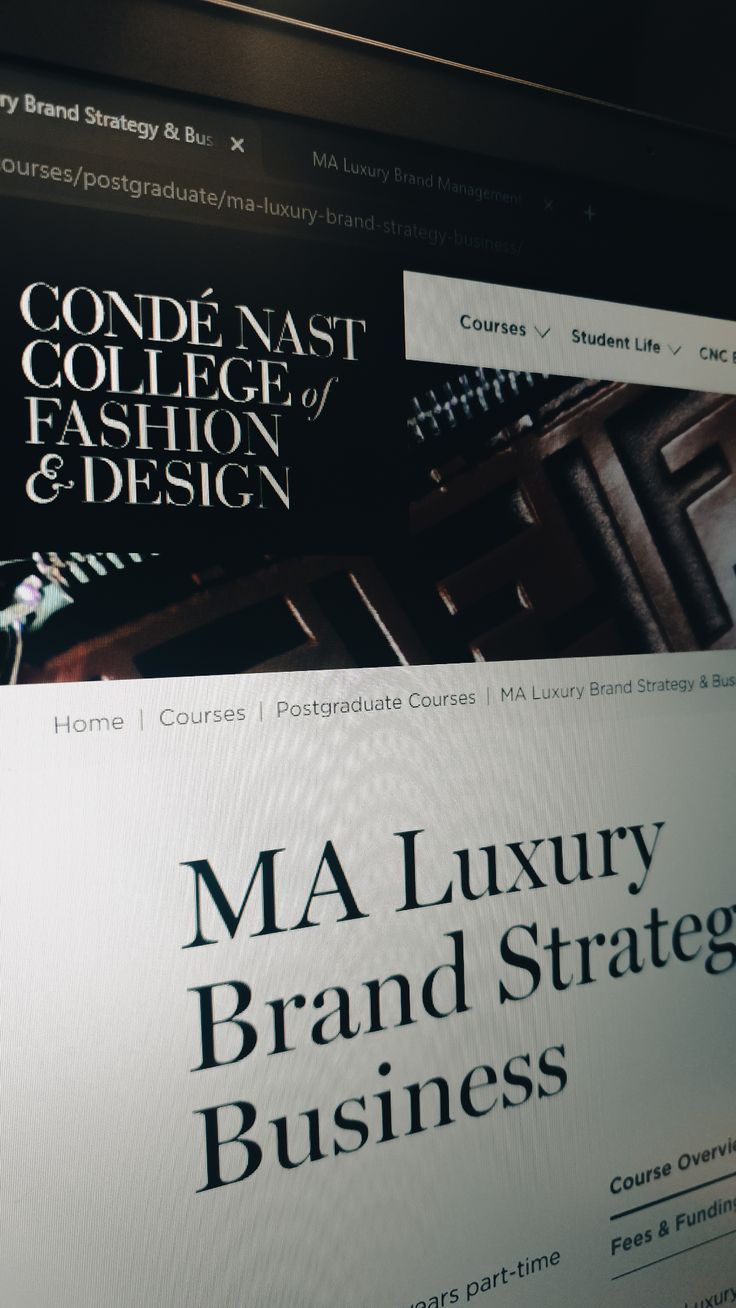 a computer screen with the words ma luxury brand strategy business on it's side