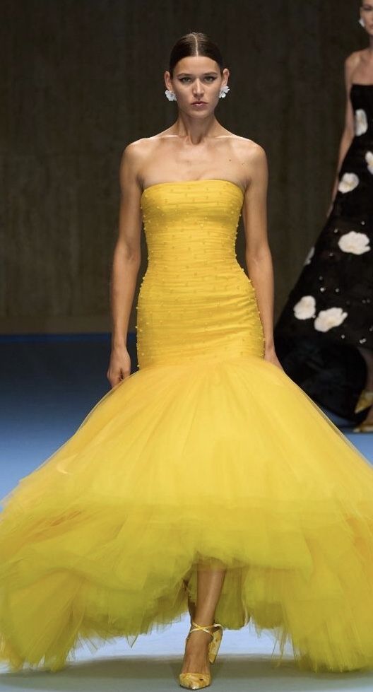 Yellow Runway Dress, Yellow Runway, Runway Dresses, Style Clothes, Sunnies, Long Dress, Fashion Show, Yellow, Quick Saves