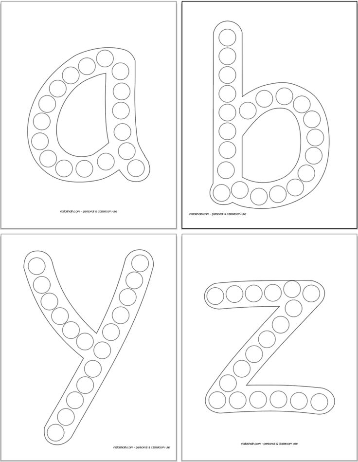 four letter worksheets with dots on them