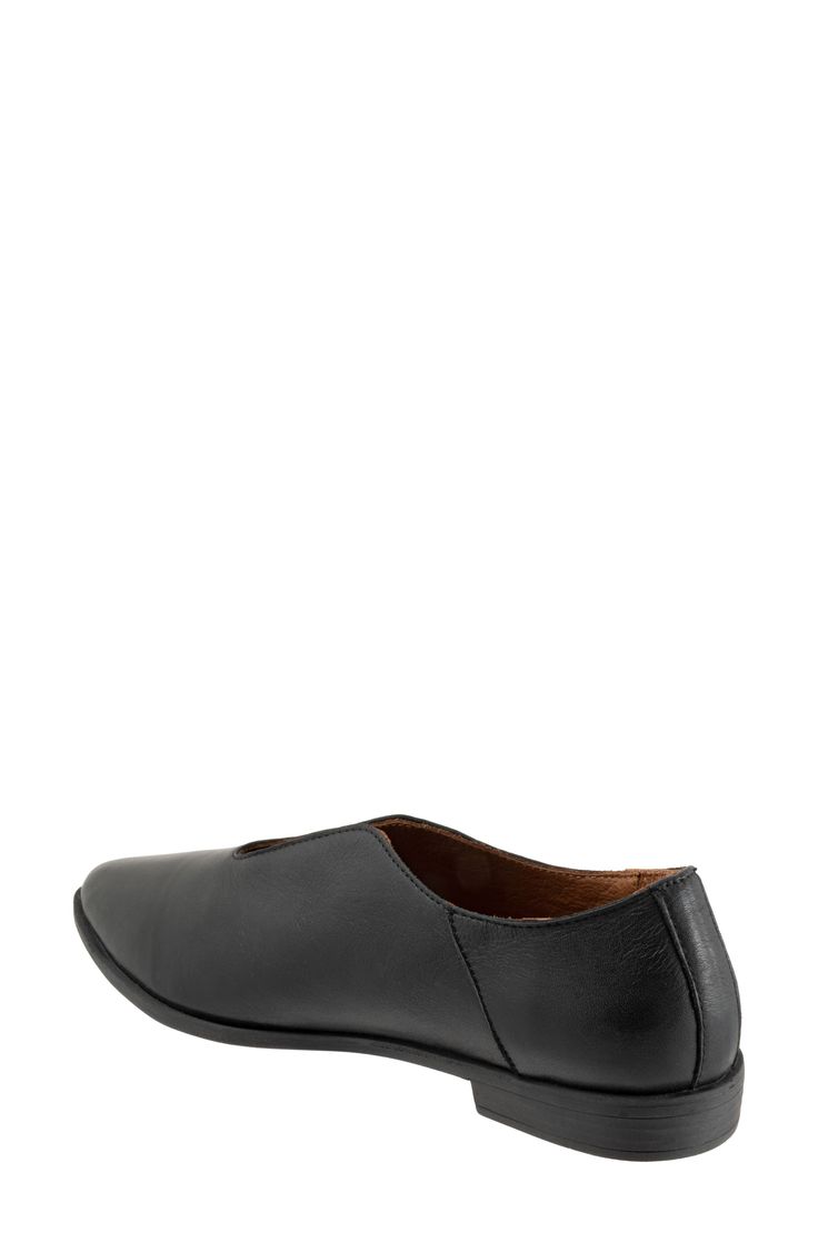 A cutout topline flatters this sleek leather loafer framed by a pointy toe and low block heel for versatile, everyday elegance. Cushioned footbed with arch support Leather upper and lining/rubber sole Made in Turkey Office Slip-ons With Textured Sole And Almond Toe, Textured Sole Closed Toe Slip-ons For Office, Business Leather Slip-on Shoes With Low Heel, Slip-on Flats With Leather Lining, Business Casual Slip-ons With Almond Toe And Stitched Sole, Business Casual Closed Toe Slip-ons With Leather Sole, Office Leather Slip-on Shoes With Leather Footbed, Chic Slip-ons With Leather Sole And Low Heel, Business Casual Slip-ons With Leather Sole And Almond Toe