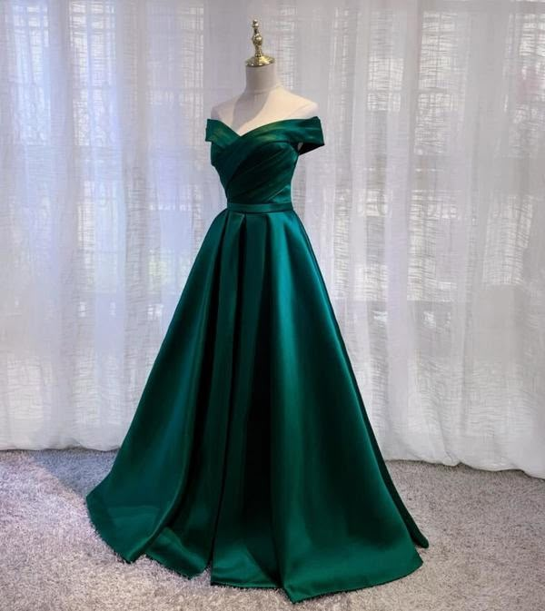 A-Line Off-shoulder Satin Emerald Green Prom Dresses on Storenvy Green Satin Prom Dress, Emerald Green Prom Dress, Off Shoulder Evening Dress, Dress Elegant Long, Prom Dress Inspo, Prom Dresses Elegant, Green Prom, Prom Dress Ideas, Prom Inspo