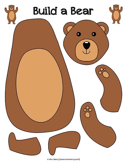 a bear cut out with the words build a bear on it's face and feet