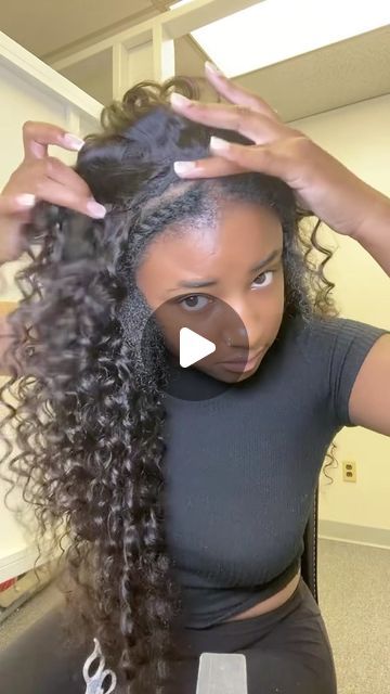 HD lace, 13x6 Half Lace Wig & Bundles on Instagram: "😍Flipped over quick weave using deep wave bundles! Versatile curly hairstyles in summer vibes!🔥  🛒Hair name: “ELF0168” 👉🏾DM for hair link or search name on our bio website  🤑Use $15 OFF Code: “VV15” ✈️Free 24hrs worldwide shipping by DHL or FedEx  👌🏾Pay later with Afterpay PayPal Klarna  —————————————————— 🎀Get your dream hair with our customized wigs and extensions! 🦄Website: www.elfinhair.com . .  . . . . . . #naturalhair  #hairjourney #hairtutorials #explorepage  #satisfyingvideos #blackgirlmagic  #hairstyles #ponytail  #braids#hairextensions#rawhair #blackgirlhairstyles #inspiration  #hairweave #melaninpoppin  #arroganttae #tiktokviral  #naturalhairstyles #ponytailslayer #transformation #straighthair #edges #trendinghair #q Deep Wave With Leave Out, Deep Wave Bundles Sew Ins, Deep Wave Bundles Hairstyles, Flip Over Method Wig, Middle Part Curly Sew In With Leave Out, Loose Deep Quick Weave Hairstyles, Half Up Half Down Deep Wave Hair, Half Up Half Down With Wig, Ponytail Sew In Weave