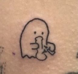 Small Tattoos Random, Simple Weird Tattoos, Stick An Poke Tattoo, Men Aesthetic Tattoo Ideas, Masculine Stick And Poke, Ghost On A Skateboard Tattoo, Cute Funny Tattoo Ideas, Spiderweb Tattoo Chest, Random Tattoos For Men