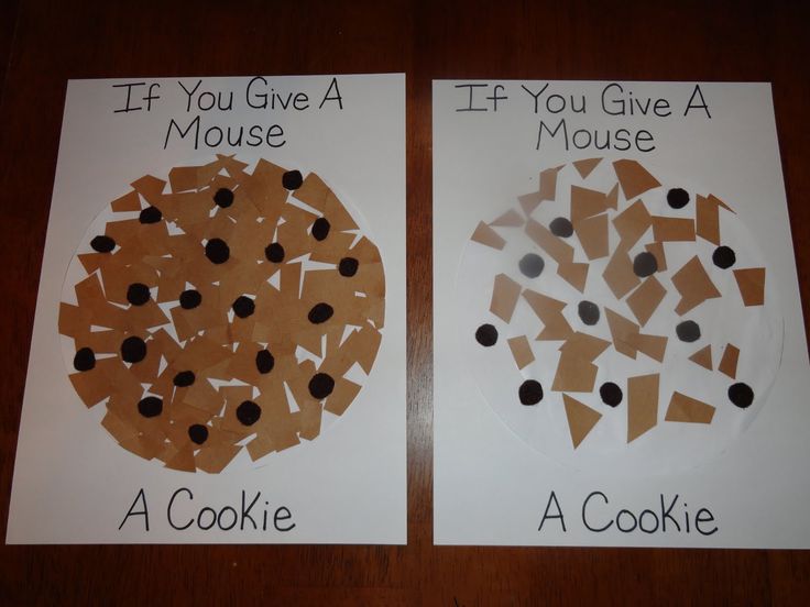 two cards with different shapes and words on them that say if you give a mouse, if you give a cookie