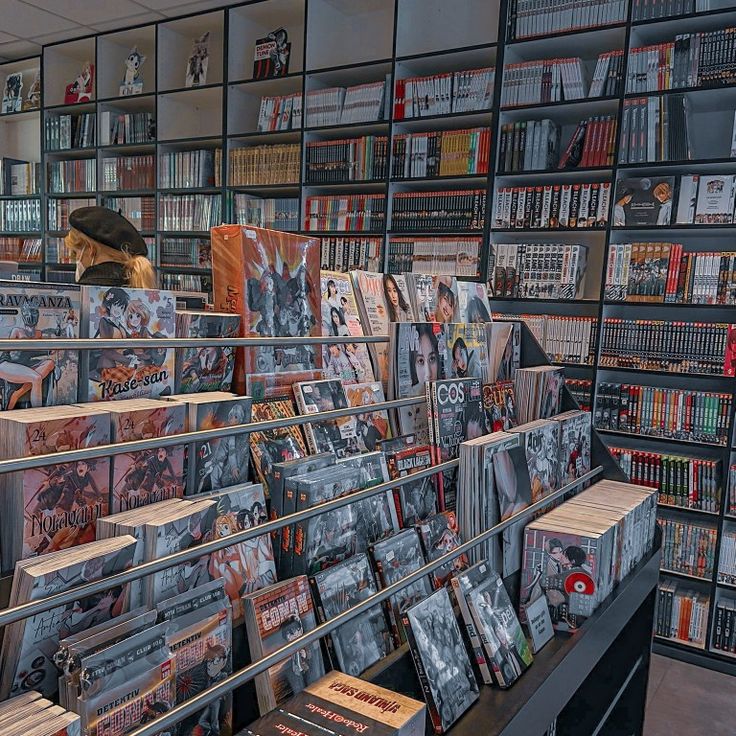 there are many cds on the shelves in this store