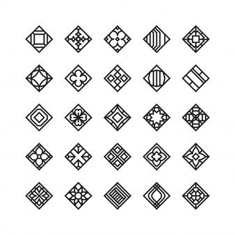 a set of black and white geometric designs