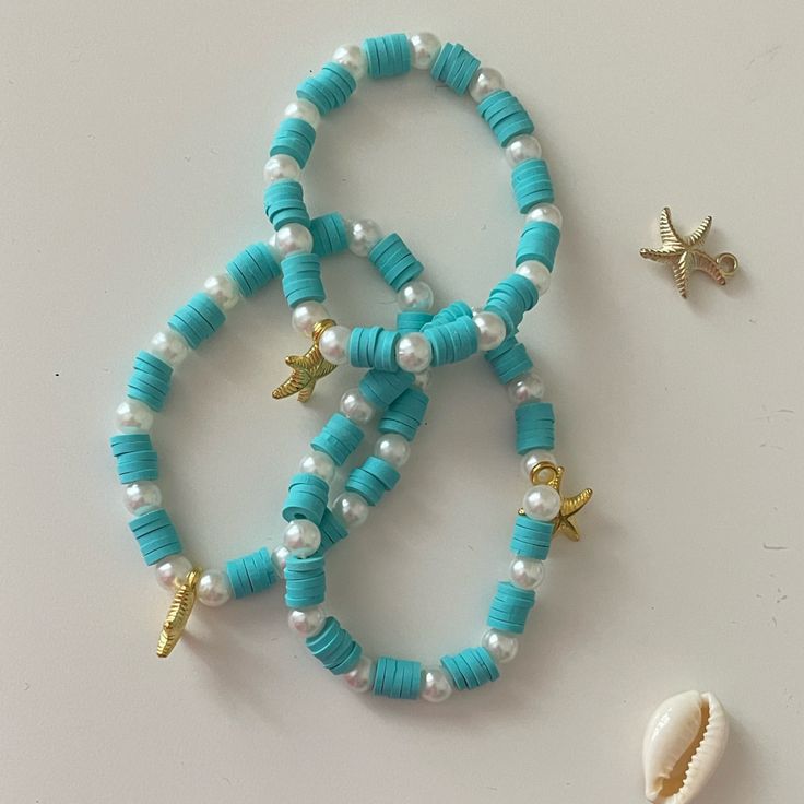 Go buy affordable bracelets now! Beachy Clay Bead Bracelet, Bracelet Preppy, Tropical Preppy, Styled Jewelry, Make Clay Beads, Clay Bead Bracelet, Blue Clay, Starfish Bracelet, Beach Bracelets