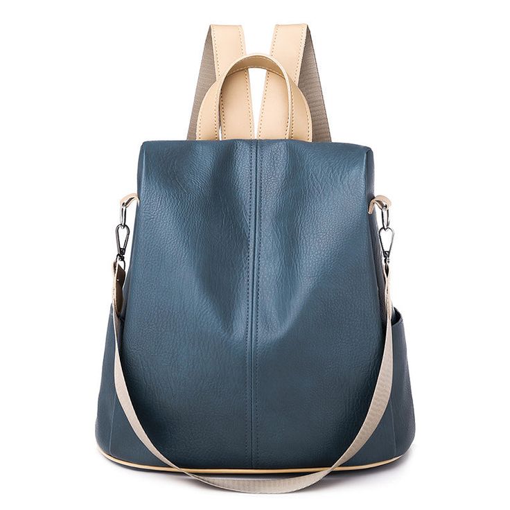 product description Material: PU Style: Vintage Color: black, blue Size: Length 31cm Width 14cm Height 28cm Weight: 480g If you have any questions, please contact us in time! Thank you~ Waterproof Backpack Women, Brand Name Bags, Anti Theft Backpack, Vintage Backpacks, Women's Backpacks, Women Leather Backpack, Backpack Women, Waterproof Backpack, Blue Backpack