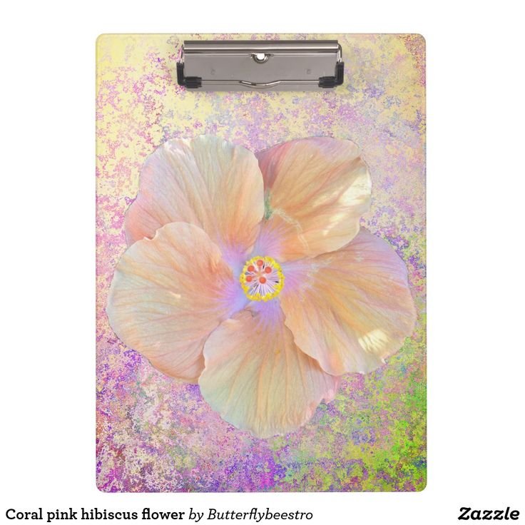 a clipboard with an image of a flower in pastel pink and yellow on it