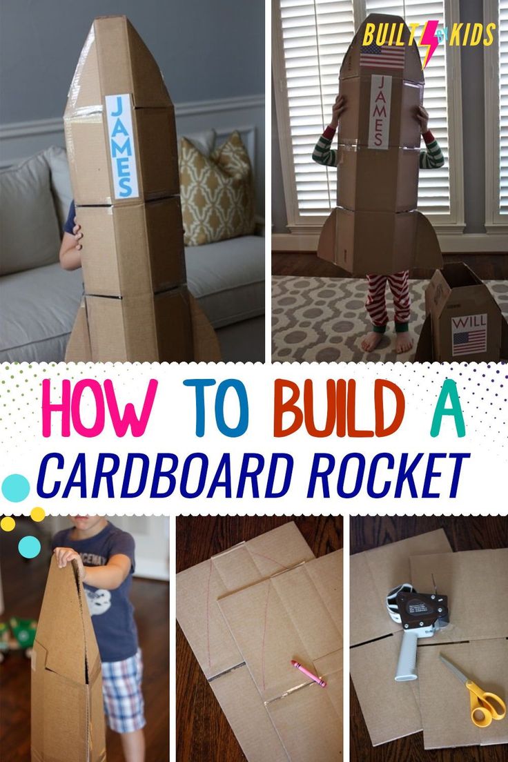 how to build a cardboard rocket with pictures and instructions for making it in the living room