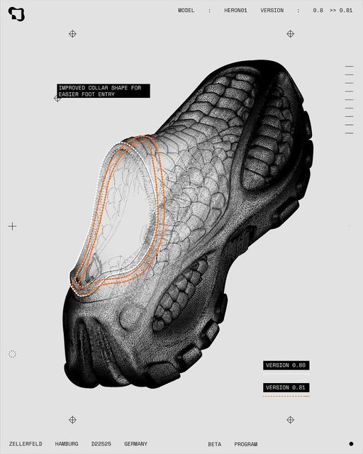 an image of a pair of shoes with orange lines on the sole and bottom part