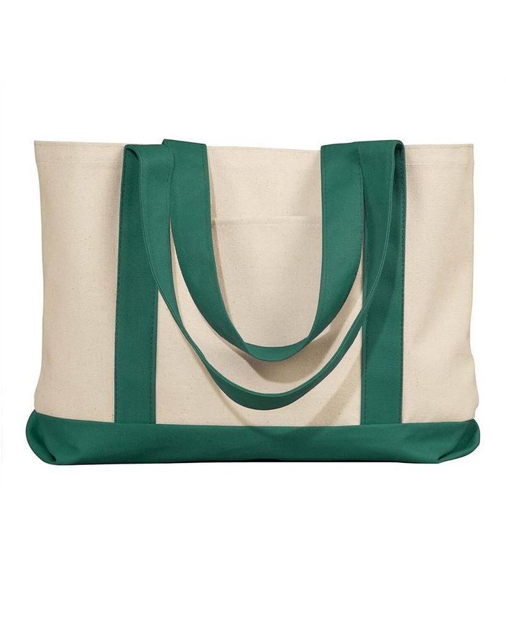 Leeward Canvas Tote - NATURAL/ FOR GRN - OS | Liberty Bags Leeward Canvas Tote Bag in Natural/Forest Green | Cotton Liberty Bag, Boat Tote, Gift Catalog, Shopping Totes, Personalised Canvas, Bag Green, Zippered Tote, Reusable Shopping Bags, Cotton Totes