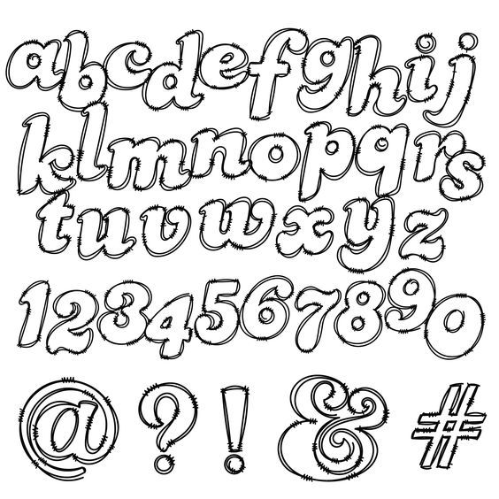 the alphabet and numbers are drawn in black ink on a white background, which is outlined with