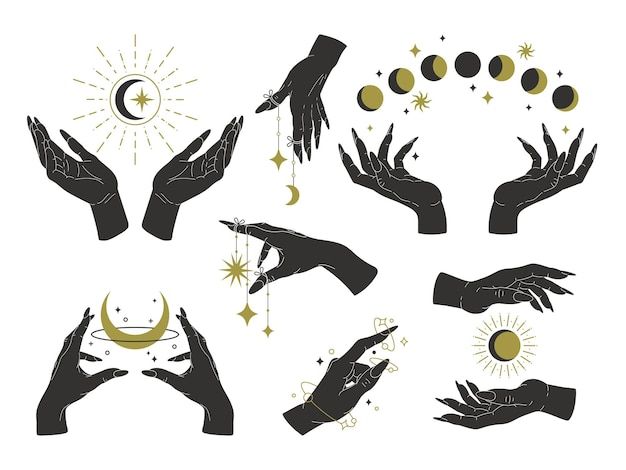 hands reaching for the moon and stars