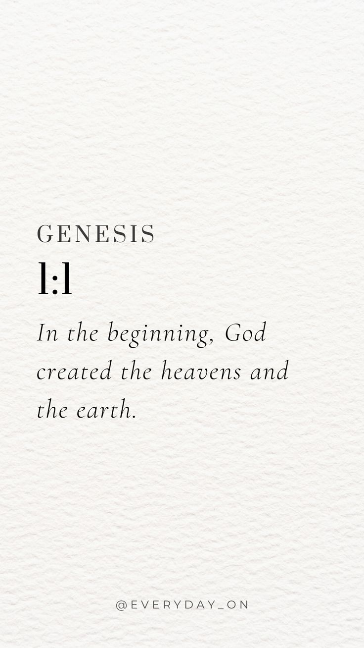 a white card with the words, genesis 11 in the beginning god created the heavenly and the earth